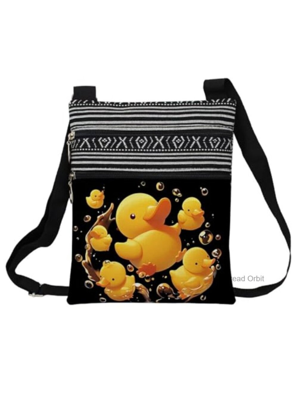 Ethnic Printed Crossbody Bag Adjustable Strap Zipper Polyester Messenger Purse